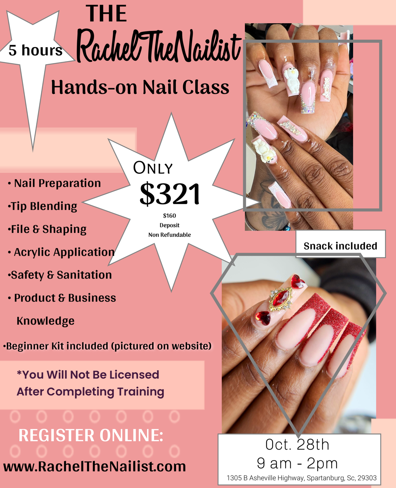 5 hour Nail Class (Pay $321 In Full)